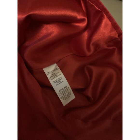 Chico’s Women’s 2 US L Shantung Short Jacket Bright Holiday Red 3/4 Sleeve - Picture 7 of 13